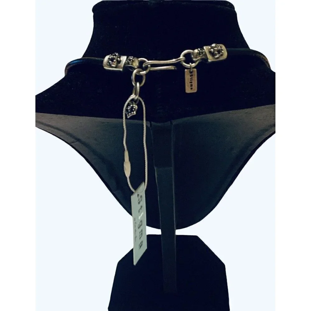 Stigma By Kim Min Sun Womens Necklace Silver With Black Plastic Rope
